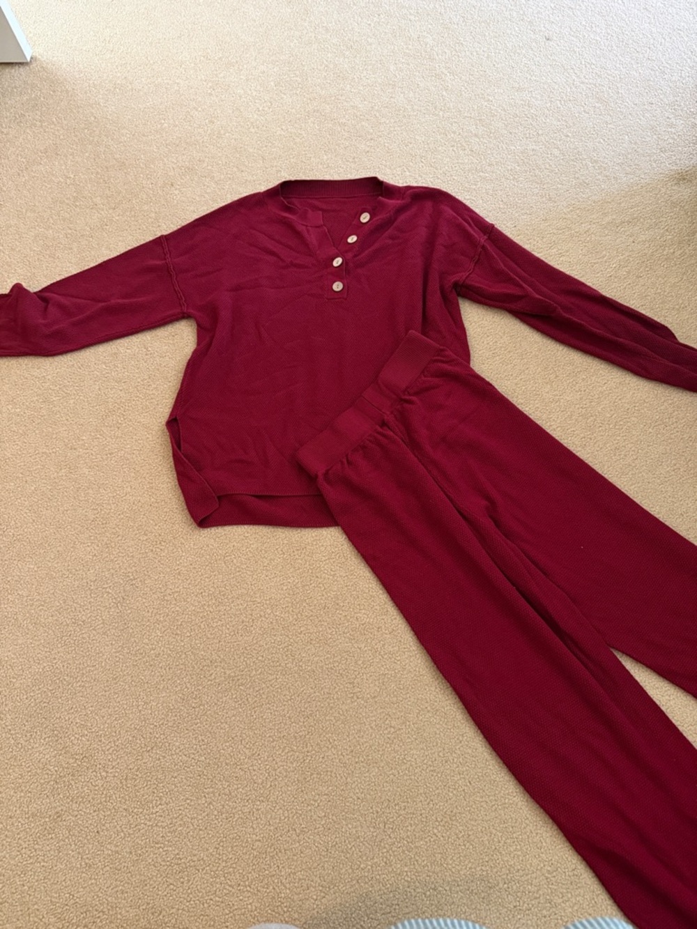 Women's Burgundy Knit Lounge Set